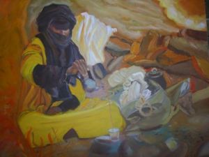 Voir le détail de cette oeuvre: touareg pose thé dans le désert