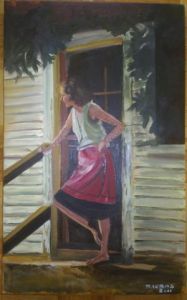 Voir le détail de cette oeuvre: femme devant la porte de sa maison