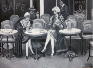 Voir le détail de cette oeuvre: femmes à la terrasse d'un café parisien